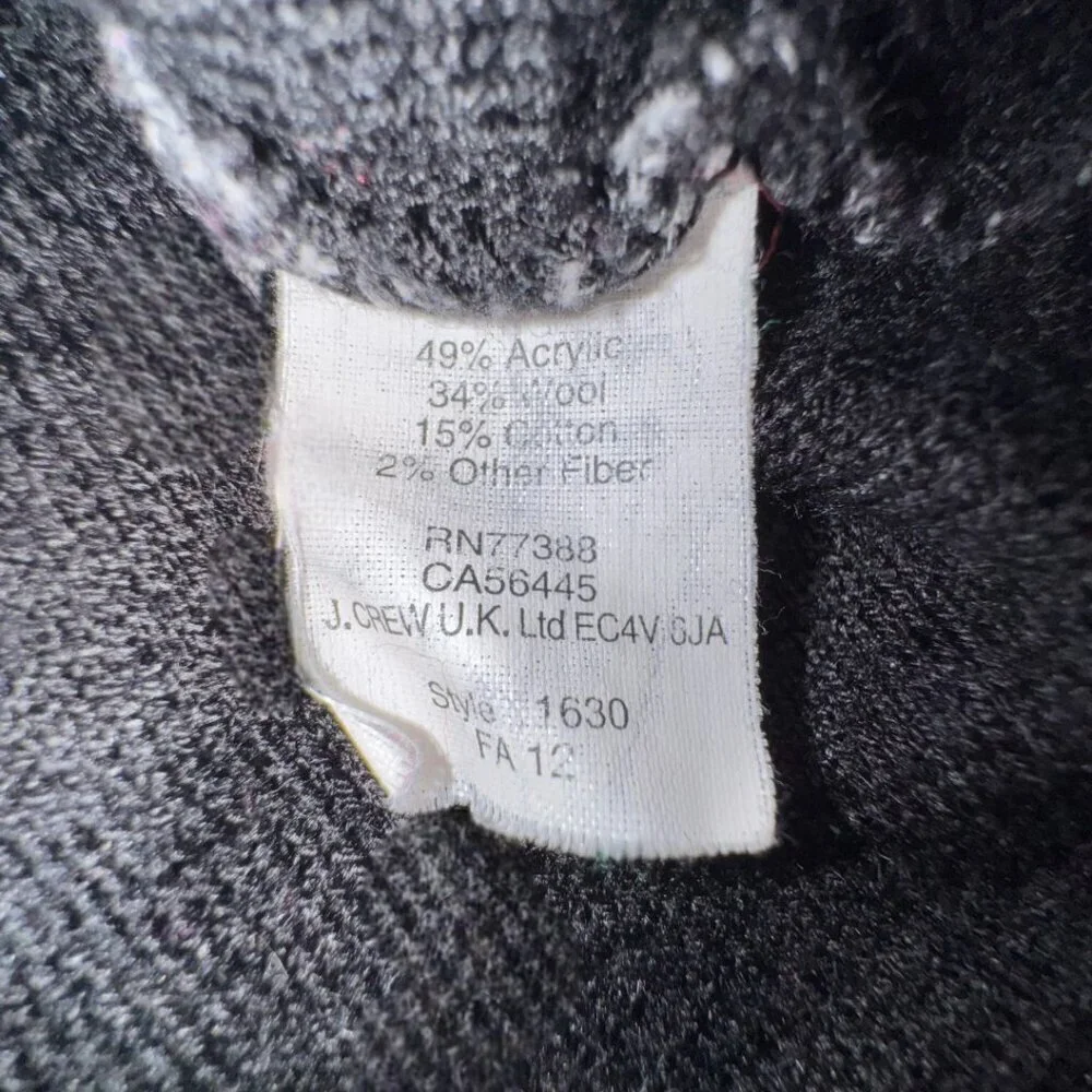 J CREW Black Gray Marled Wool Blend Scoop Neck Crop Top Elbow Sleeve Pullover S